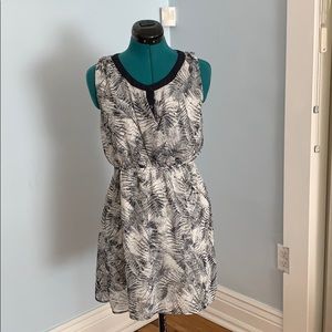 Navy blue palm printed dress